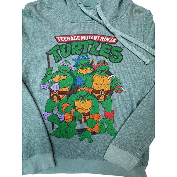 Teenage Mutant Ninja Turtles Green Graphic Hoodie Sweatshirt Women’s Small - Picture 3 of 7